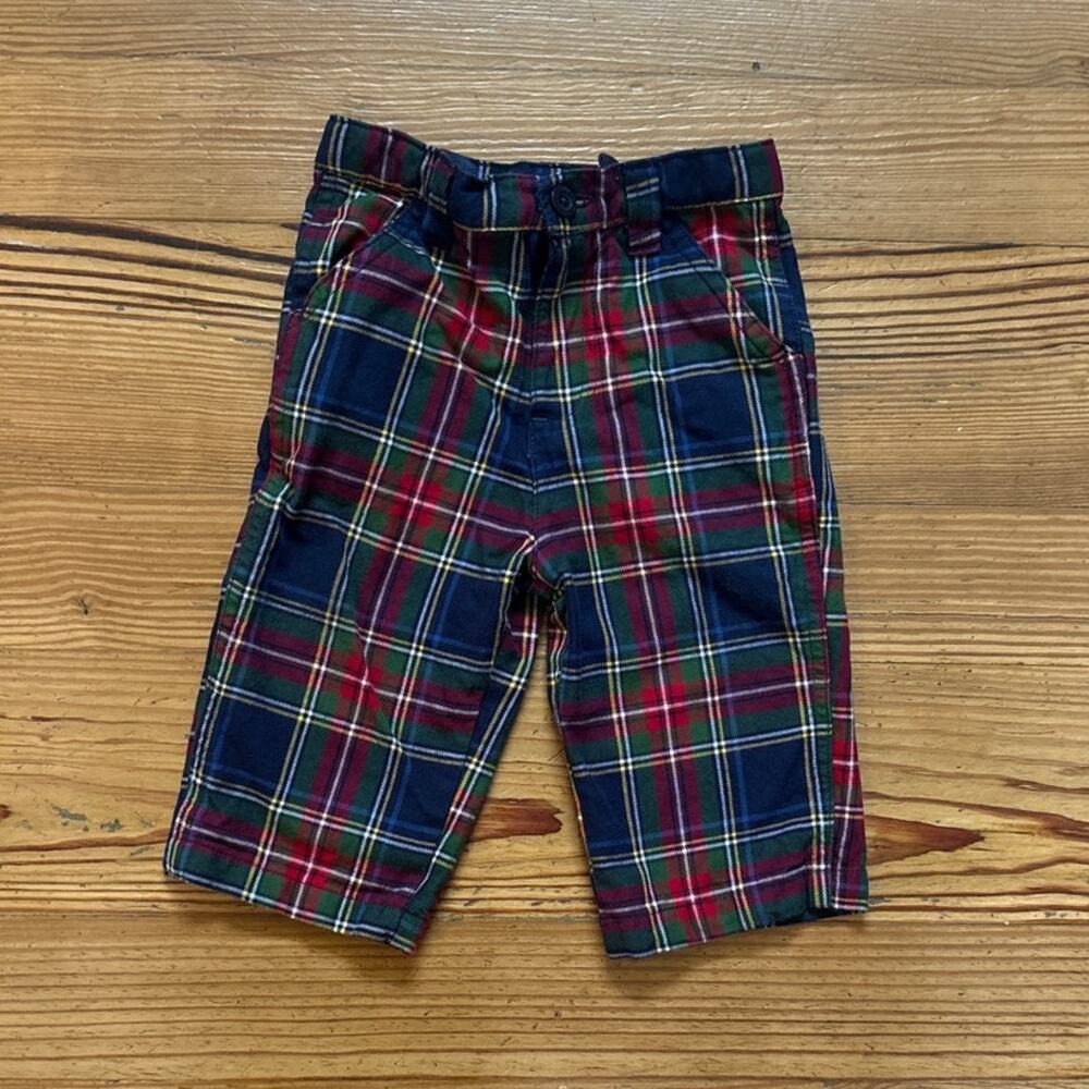 U.S. Polo Assn. red blue plaid holiday adjustable waist baby pants SIZE‎ 12M